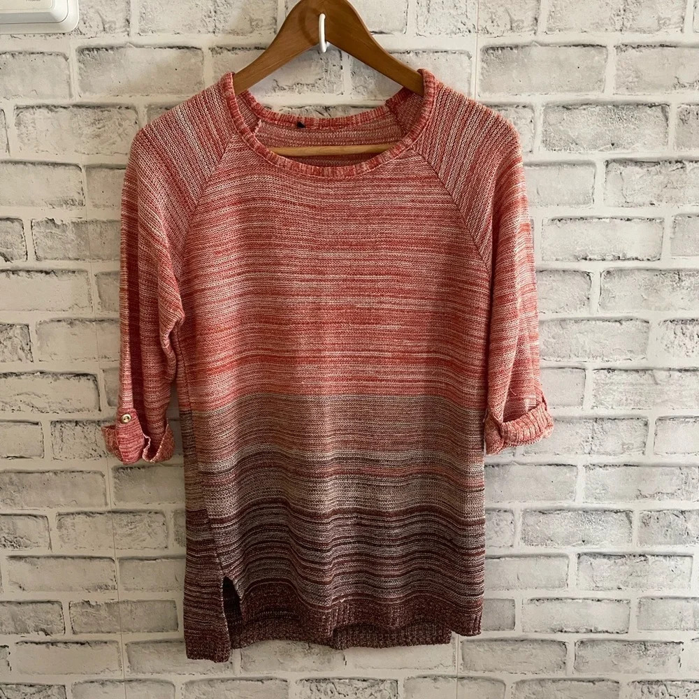 Women’s red/brown 3/4 length sleeve sweater Medium
